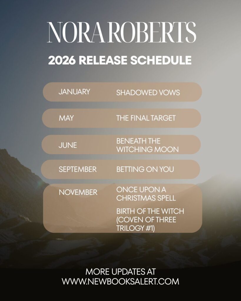 Nora Roberts 2026 Release Schedule Graphic